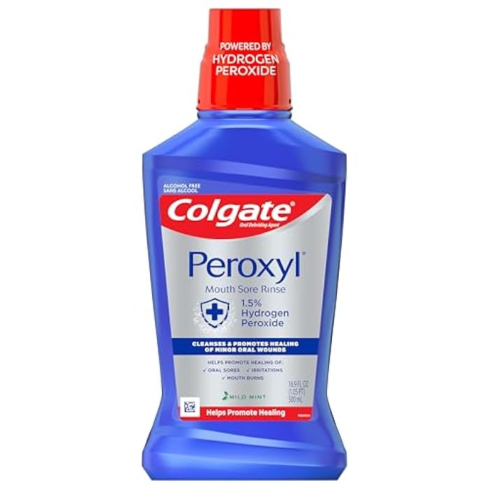 Colgate Peroxyl Antiseptic Mouth Sore Rinse, Alcohol Free, 1.5% Hydrogen Peroxide, Mild Mint, 16.9 Ounce - Image 1